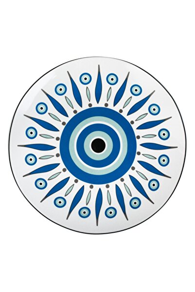 OEM White Porcelain Fruit Plate Tribal Eye 19.5cm