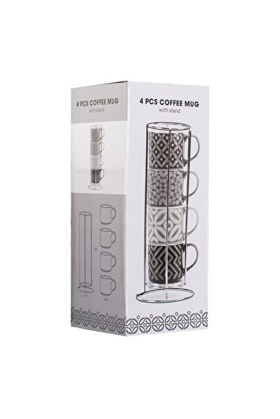 OEM New Bone Gray Mug Set with Metal Stand 100ml