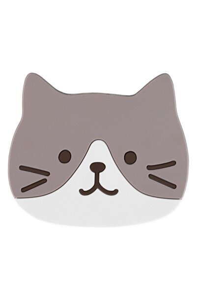 OEM Gray PVC Cat Head Shaped Pan Holder 9.5x8cm