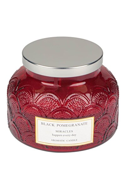 OEM Red Scented Candle with Pomegranate Aroma "Miracles" in Jar with Metal Lid Ø12.5x10cm
