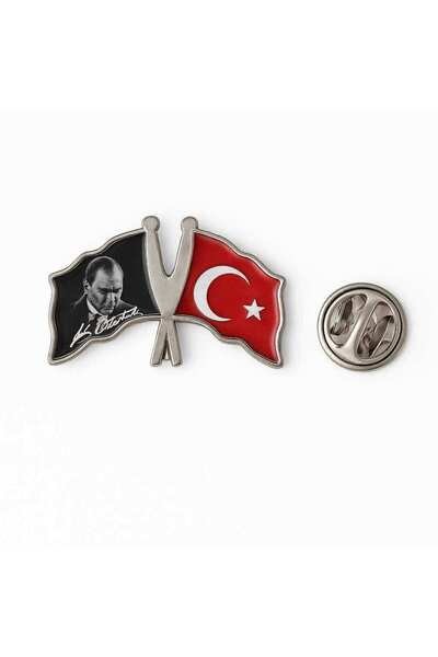 Herşey Nota Türk Bayrağı Atatürk Bayrak Sembol Rozet Gümüş 1 adet