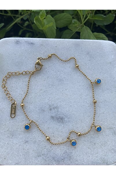 Anetta Jewelry Kadın altın renk nazar boncuklu çelik kararmaz halhal