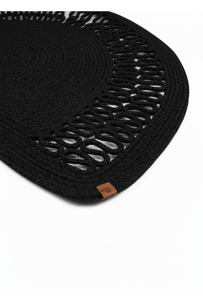 HomeTurko Homeaura Natural Jute Door Mat Half Hand-Knitted Wicker Front Door Bathroom Kitchen Balcony Rug