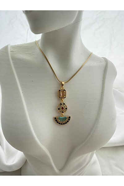 Liberta Aksesuar Mavi Baget Taş Çelik Kolye