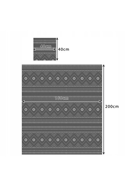 zola Thick blanket and 2 pillowcases set, size 160 x 200 cm/ 40 x 40 cm, gray with white inserts