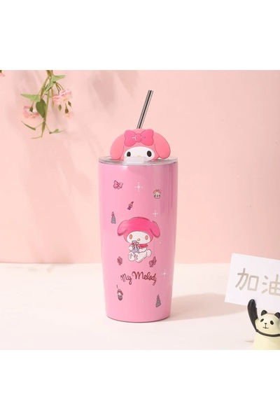 SANRIO My Melody Heat Resistant Mug with Lid and Straw, 600ml, Pink