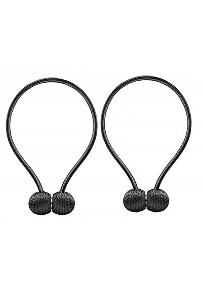 zola Set of 2 decorative magnets for curtain and drapery fixing, textile, 50 cm, black