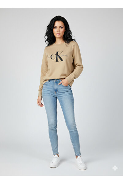 Calvin Klein Jeans Women Ck Logo Detailed 100% Cotton Sweatshirt Zw0Zw02712Pf2