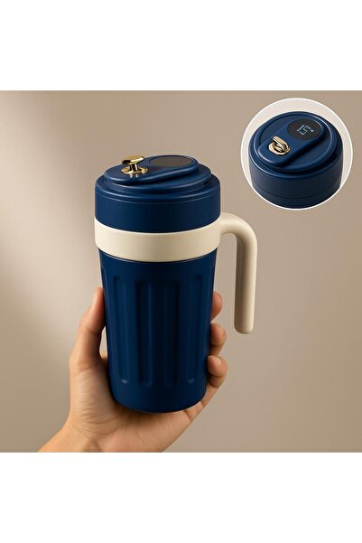 Halk Kitabevi 304 Stainless Steel 700 ml Thermos Cup Mug with Handle and Degree Indicator - Blue