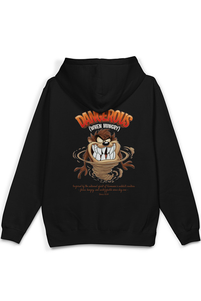 Overoz Back Printed Hooded Oversized Sweatshirt Black Hoodie H1392