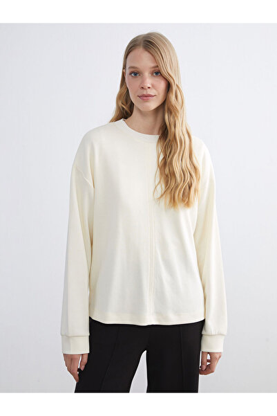 LC Waikiki Lcwaikiki Basic Ecru Crew Neck Women's Sweatshirt