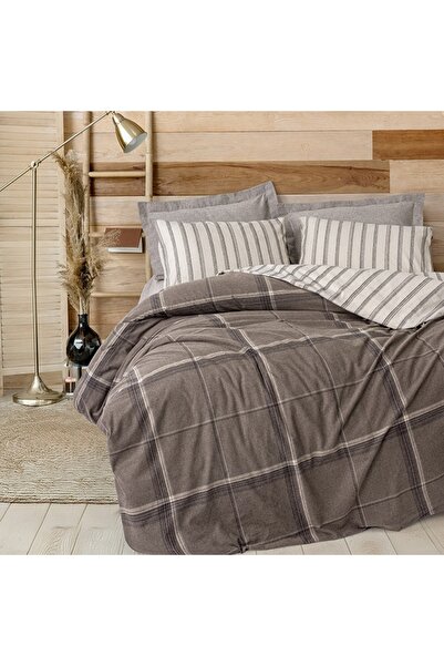 Talis Double Warm Bed Linen Brown, 100% Cotton
