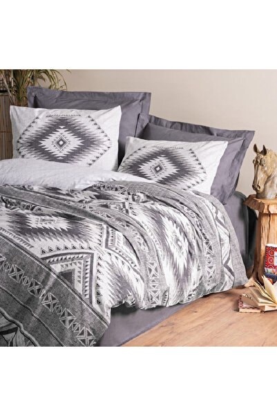 Talis Delos Anthracite Double Bed Linen, 100% Cotton