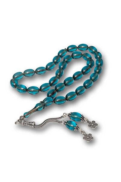 SOYİPO خرز صلاة من العنبر الناري مزين بشراشيب فضية