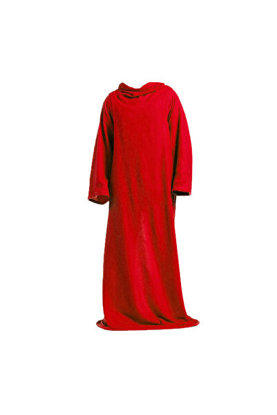 zola Κουβέρτα με μανίκια, unisex, απαλή και άνετη, 138x180 cm, κόκκινη