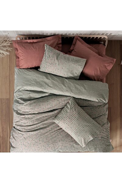 Talis Mote Double Bed Linen with Elastic 160x200 Brick, 100% Cotton