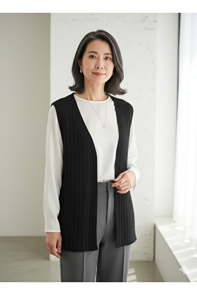 Mutlu City Women's Middle-Aged and Older Women's Hair Braided Fit Fit Knitwear Knitted Mother Vest 1178