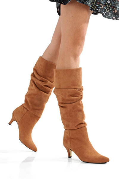 MİNNACE Cizme de damă, maro, piele întoarsă cu vârf ascuțit, toc subțire de 5...