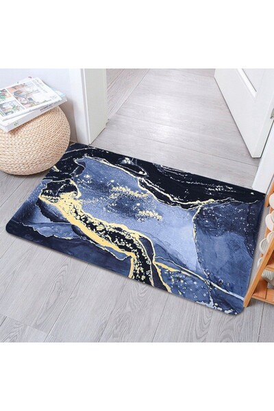 zola Bath mat, Zola, marble pattern, non-slip, quick-drying, polyester, 80 x 50 cm, navy blue