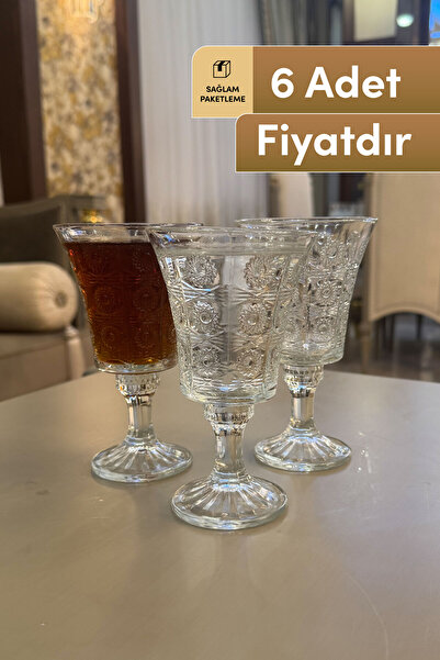 Mutfiko طقم أكواب زجاجية أنيق مكون من 6 قطع - بمظهر كريستالي، وذو قاعدة وتصميم عصري