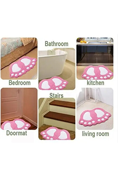 zola 3D bath mat, Zola®, textile, non-slip, soles pattern, 60x40x2 cm, pink
