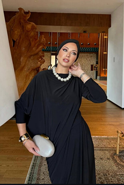 Love Fab Belden Baglamalı Büzgü Detay Özel Tasarım Tesettür Gece Elbisesi