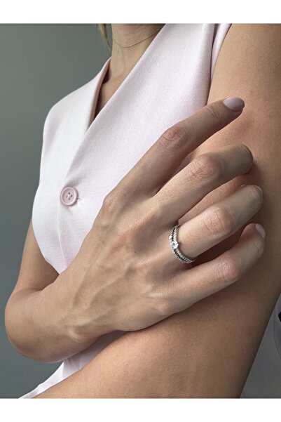 Ressia Two Rows Zircon Stone Heart Ring