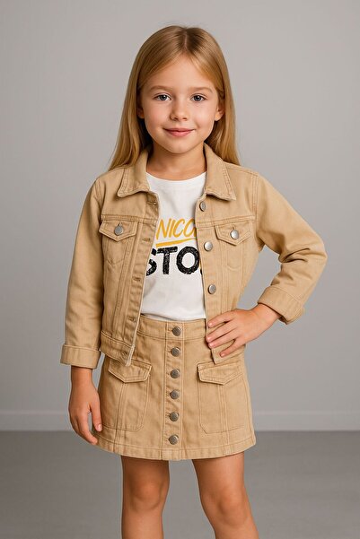 KOKOŞ BEBEK Denim Girl's Gabardine 3-Piece Suit with Skirt - Age 2/12 - 31527