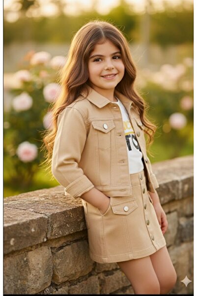 KOKOŞ BEBEK Denim Girl's Gabardine 3-Piece Suit with Skirt - Age 2/12 - 31527