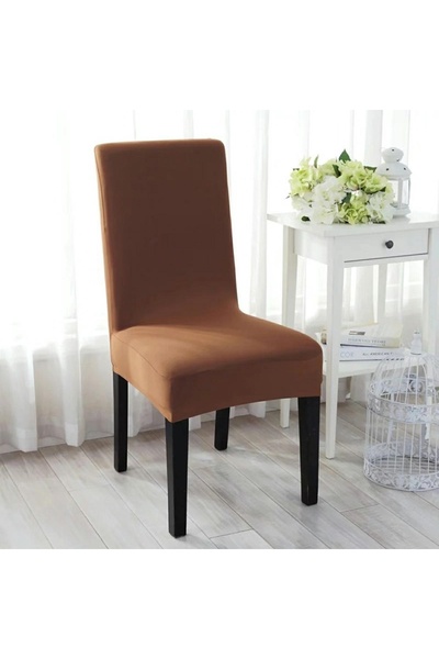 zola Universal chair cover with backrest, soft material, elastic, brown