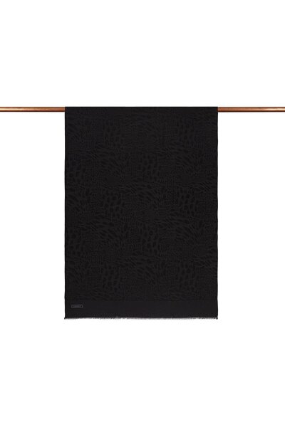 ipekevi Şal cu monogramă - Motiv Vahra - Negru