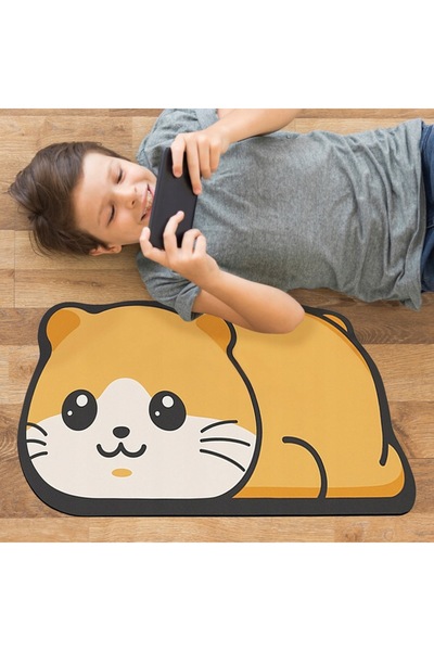 zola Bath mat, Zola, non-slip, quick drying, 60 x 40 x 0.3 cm, hamster pattern, orange/white