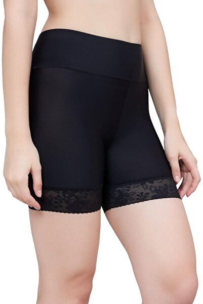 Glamroot Women's Lace Trimmed Anti-Chafing Slip Shorts Seamless Mid-Thigh Boyshorts Underwear