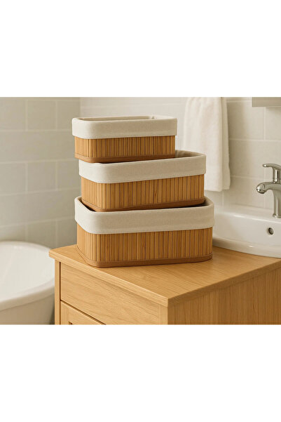 Bestway ve Diğeri 3-Piece Bamboo Basket / Versatile Bamboo Basket Set