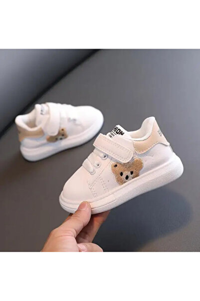 Bebelul Adidasi albi cu insertie CREM - Teddy