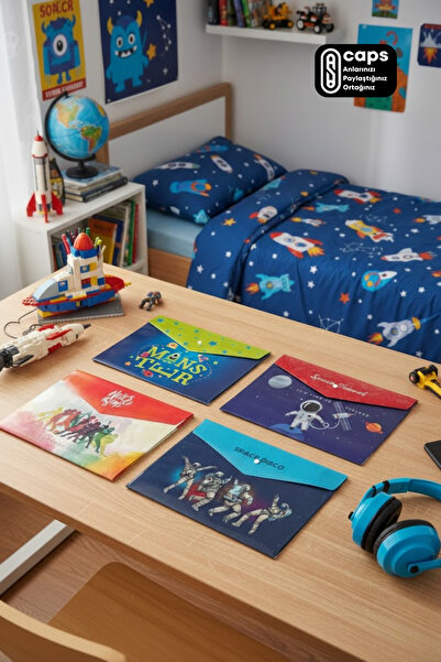 caps office 4 A4 Snap Envelope Files Special for Boys – Monsters, Space Travel, Space & Sports