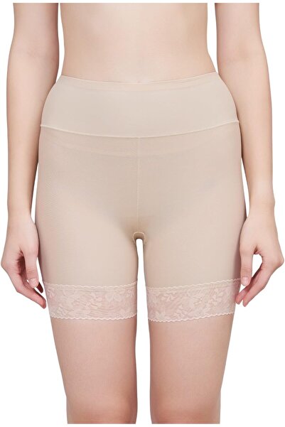 Glamroot Women's Lace Trimmed Anti-Chafing Slip Shorts Seamless Mid-Thigh Boyshorts Underwear