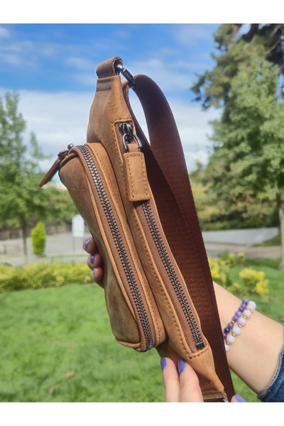 Norvi Leather Genuine Leather Crossbody Bag – Hazelnut Crossbody Model 1213