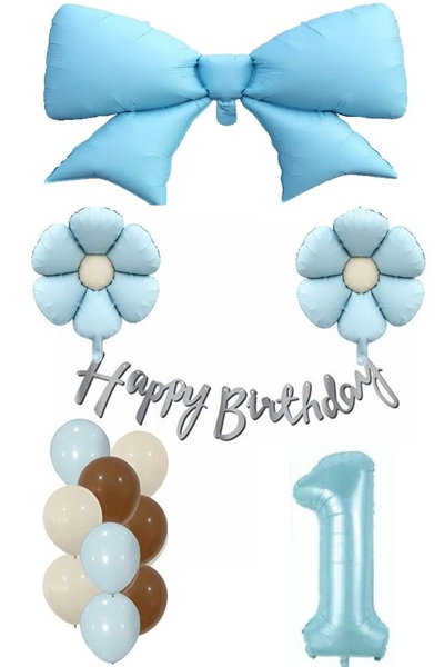 DÜVENCİ TİCARET مجموعة بالونات عيد الميلاد باللون الأزرق على شكل زهرة الأقحوا...