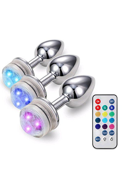 Kulis Grup Led Işıklı ve Kablosuz Uzaktan Kumandalı Anal Metal Plug Zevk Uyarıcı Tıkaç Oyuncağı