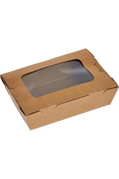 Hotpack صندوق غداء كرافت فود للاستخدام مرة واحدة، لتخزين الطعام، مع نافذة 150...