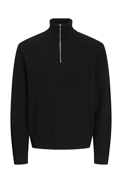 Jack & Jones Jprblamilano Stitch Knit Half Zip Sn Black