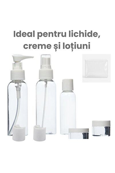 HASEPE Travel Cosmetic Containers, 8-Piece Kit with Transparent Bag, Portable, Reusable