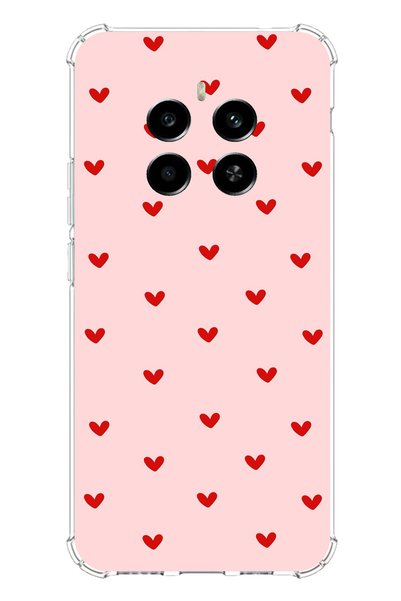TechTree Realme 12 4g Compatible Red Little Hearts Printed Silicone Case