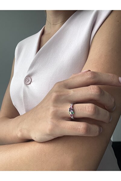 Ressia Princess Model Asymmetrical Multi-Colored Ring