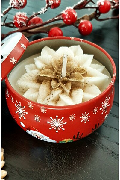 ArtINA esmaraldchic Lumanare parfumata Craciunita, cutiuta de Craciun, cadouri handmade decorate, ceara naturala