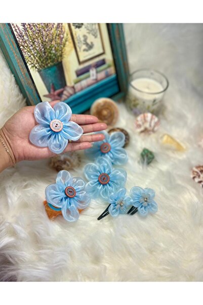 Ate j’s Creation’s Handmade 2Pairs of Organza Flower hairclip and 1 set ponytail