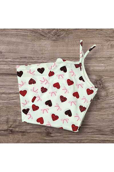 ESTA STORE White Heart Patterned Strap Tank Top