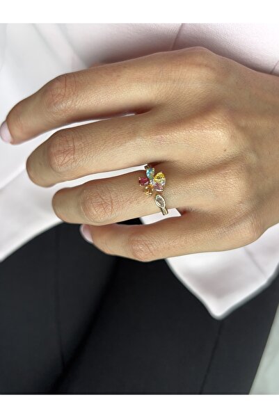 Ressia Princess Model Colorful Zircon Stone Daisy Ring