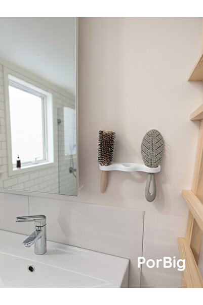 PorBig Tarak ve Fırça Tutucu | Duvar Tipi Banyo Düzenleyici Stand